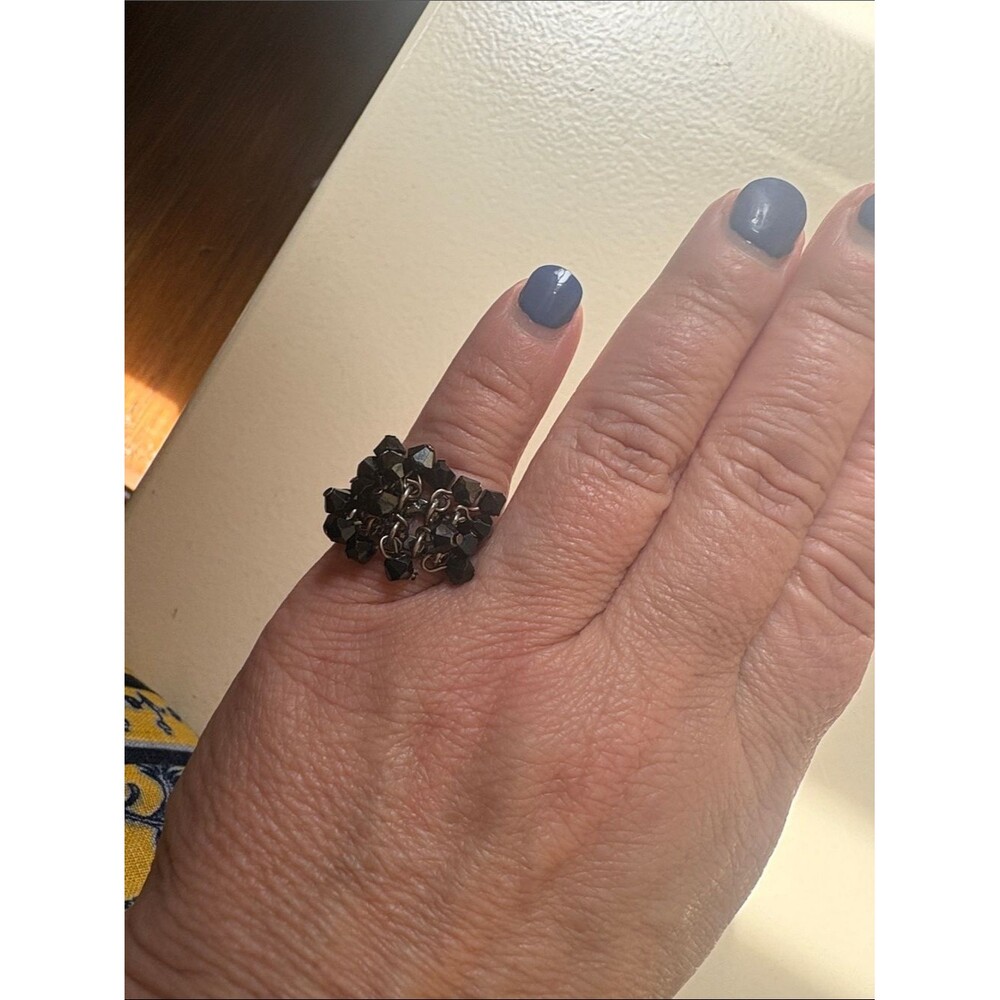 Vintage Black Bead Cluster Ring